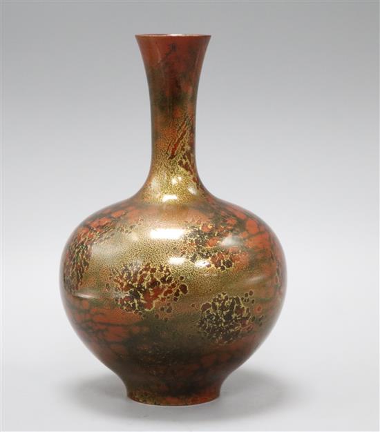 A Japanese patinated bronze bottle vase height 21cm